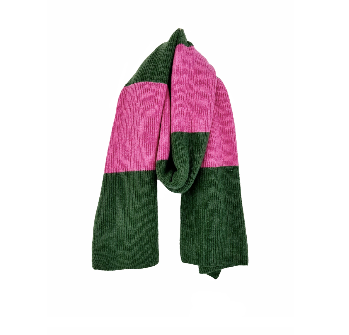 Echarpe rayée rose & rouge