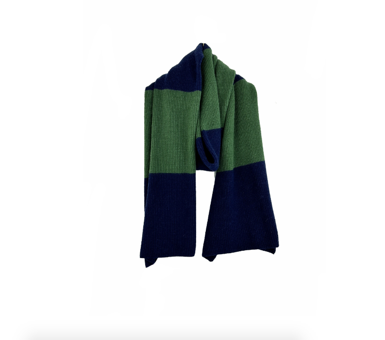 Echarpe rayée bleu & vert