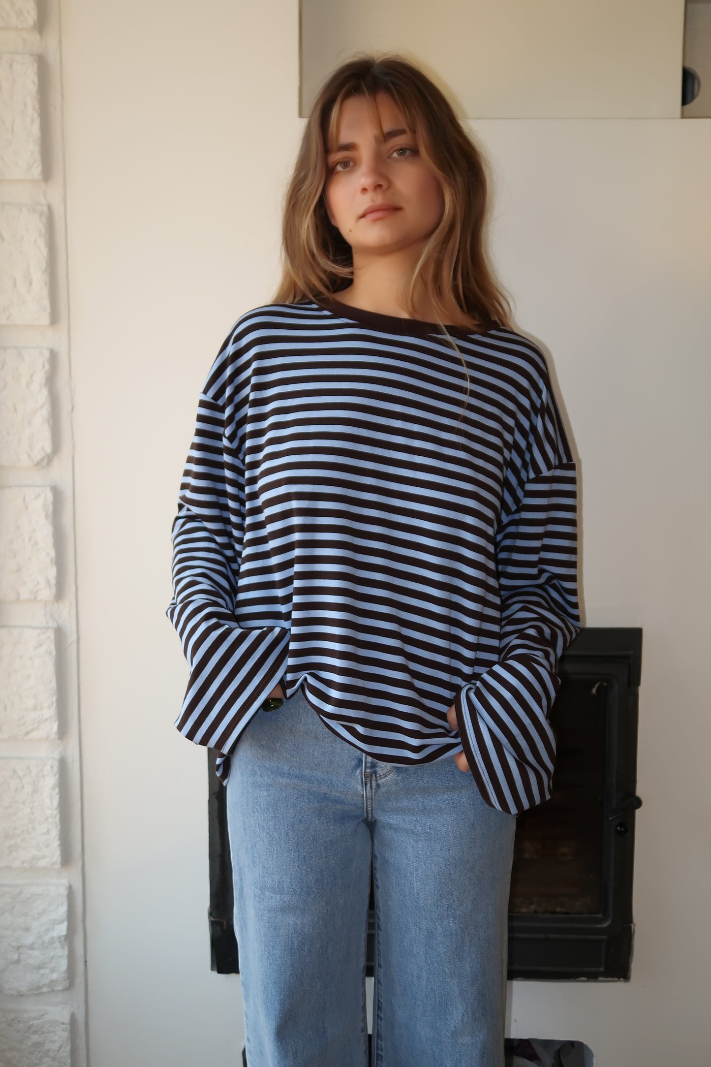 Manches longues rayé bleu/marron