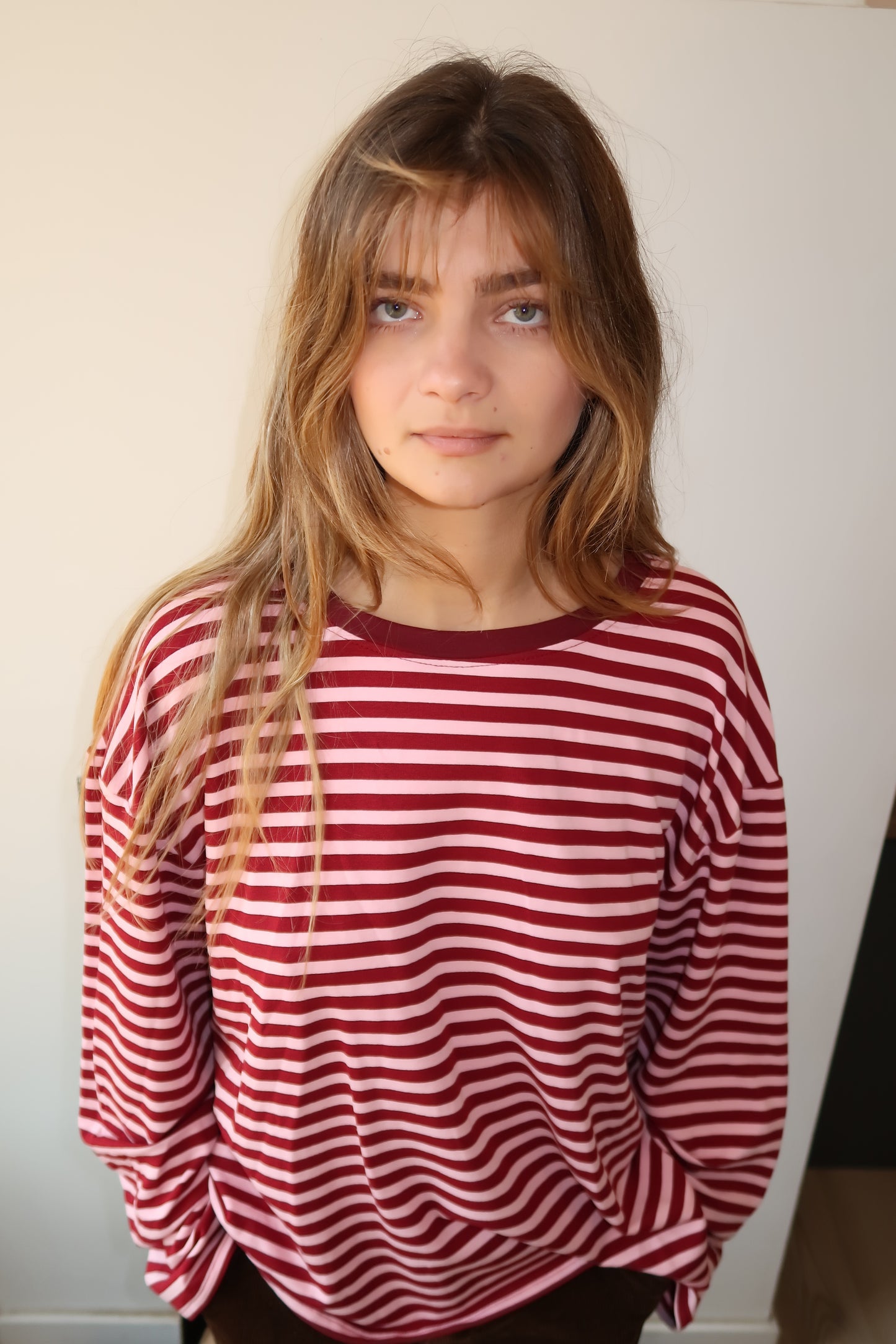 Manches longues rayé rose/bordeaux