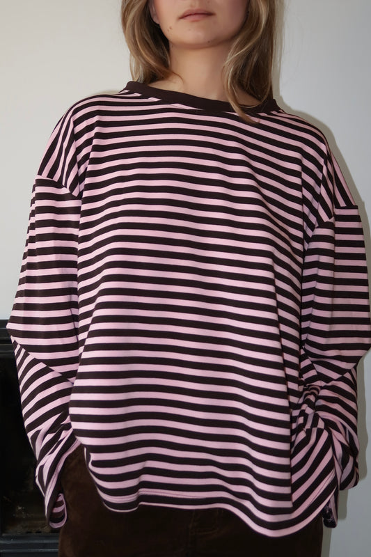 Manches longues rayé rose/marron