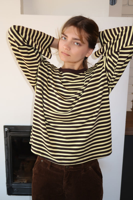 Manches longues rayé jaune/marron