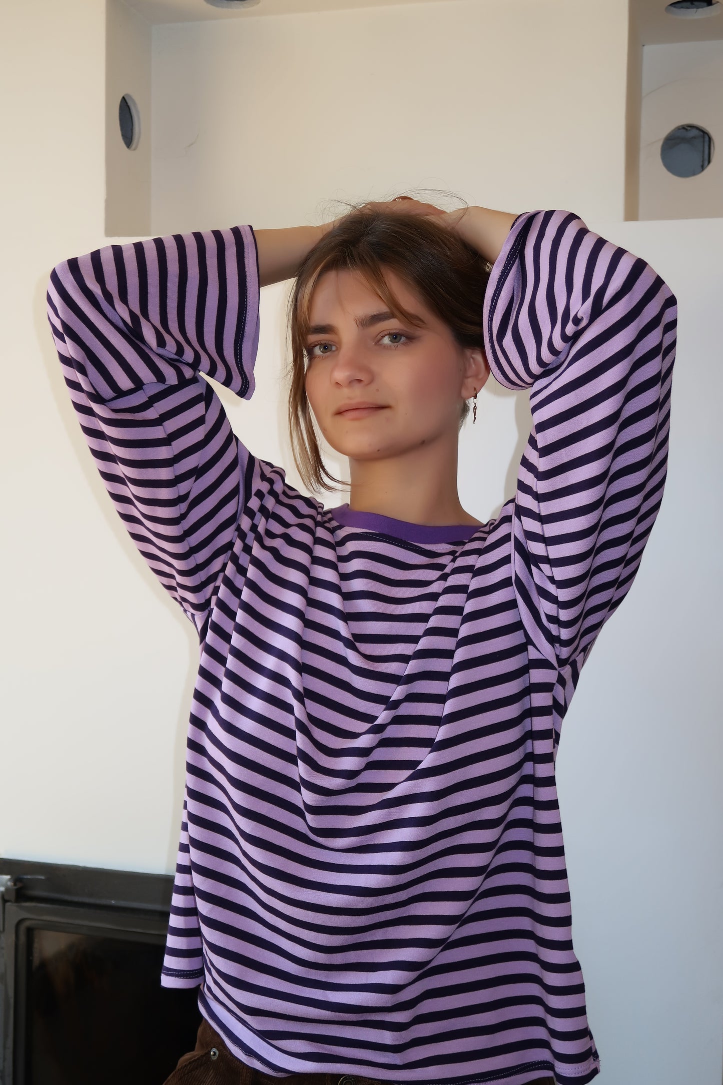 Manches longues rayé rose/bordeaux