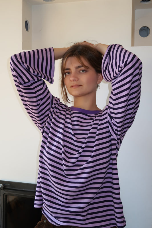 Manches longues rayé violet/marron