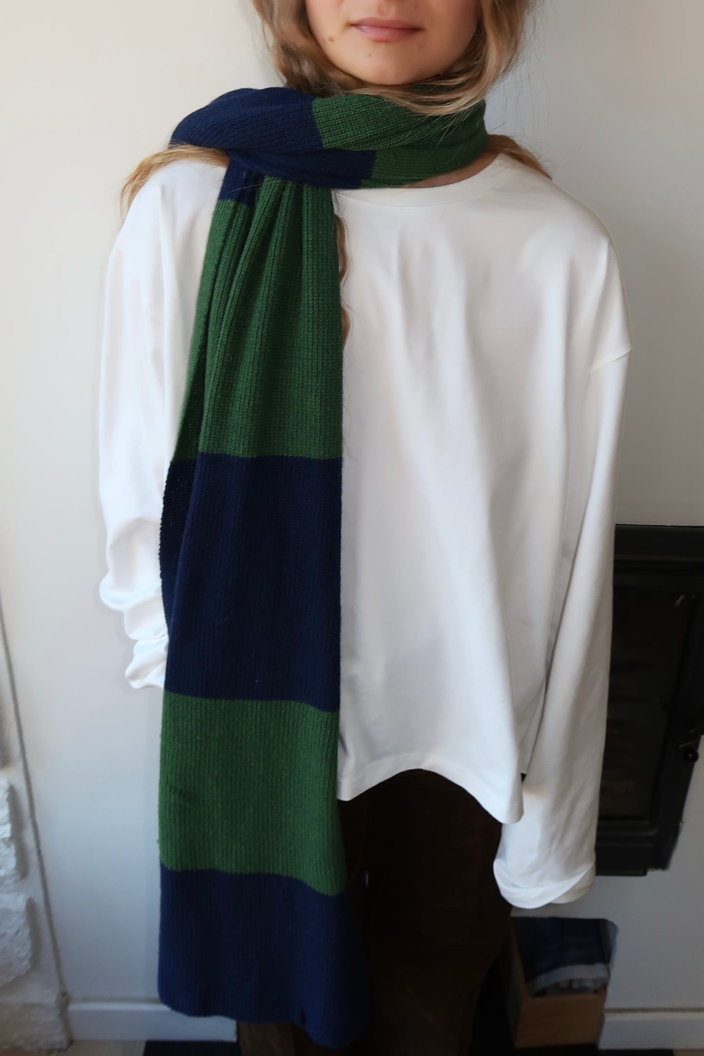 Echarpe rayée bleu & vert